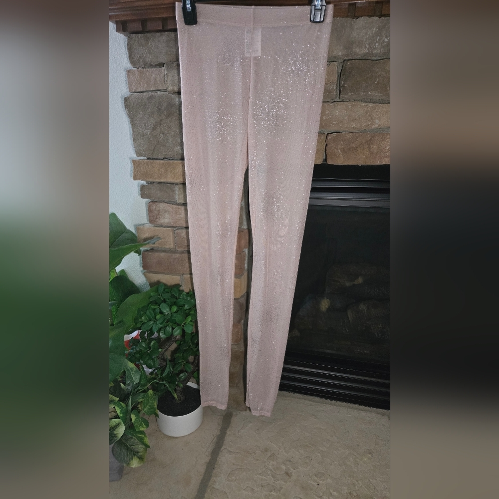 H&M Glittery Beige Sheer Leggings